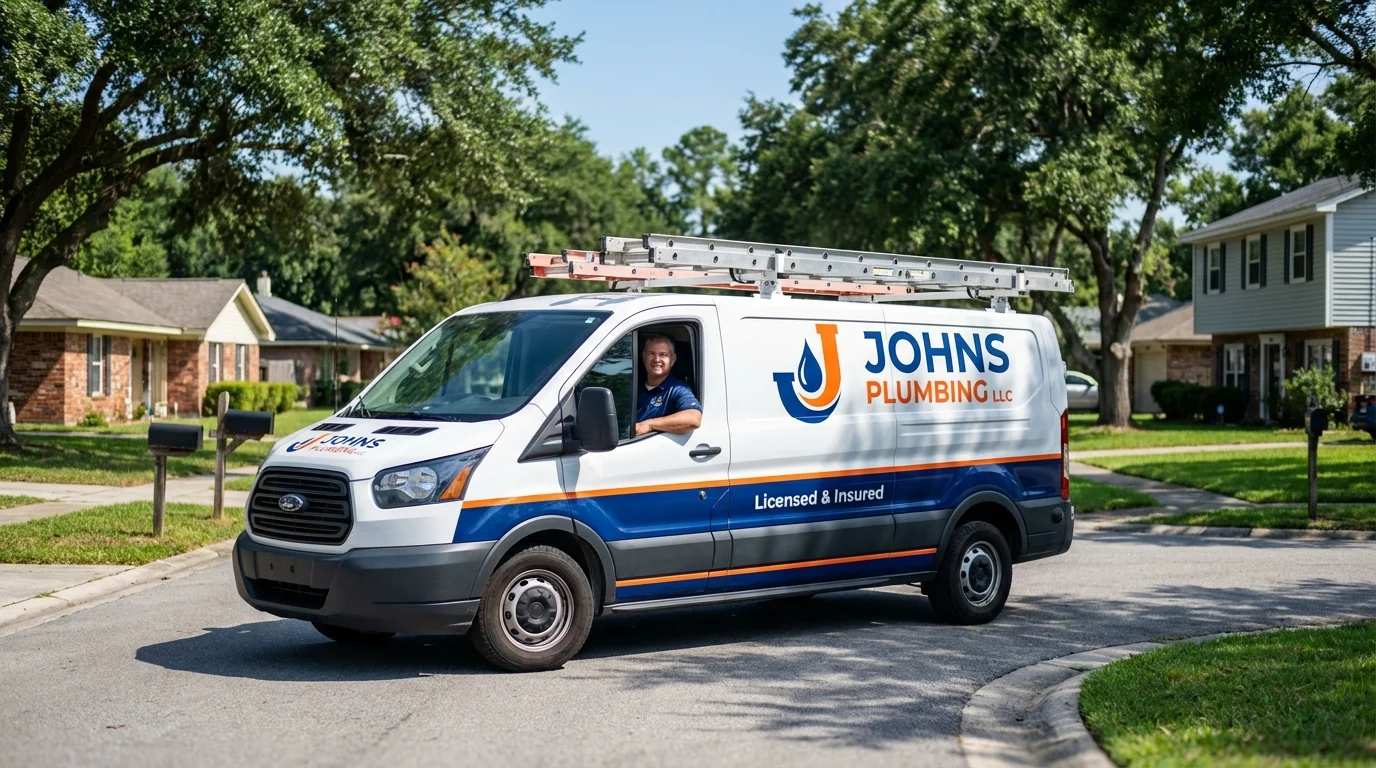 Johns Plumbing LLC service van in Marienville, PA