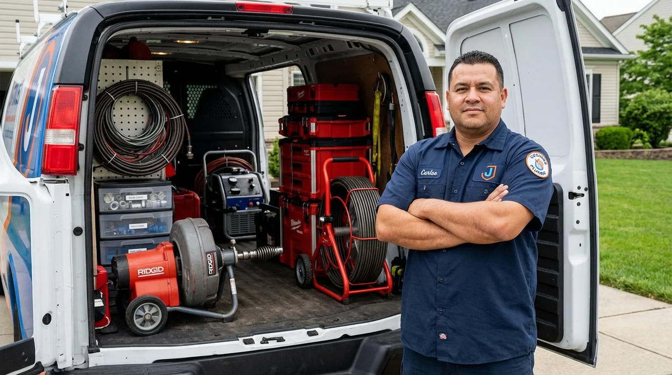 Professional drain cleaning equipment and Johns Plumbing LLC plumber in Marienville