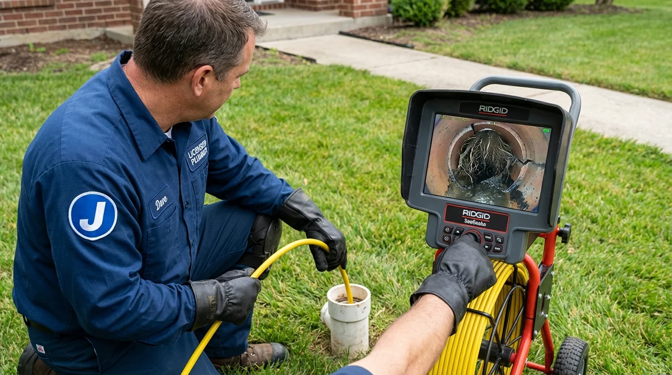 Sewer camera inspection being performed by Johns Plumbing LLC in Marienville